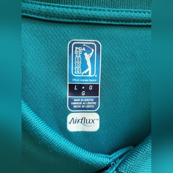 PGA Tour Men's Teal Blue Golf Polo Size Large - Picture 3 of 6
